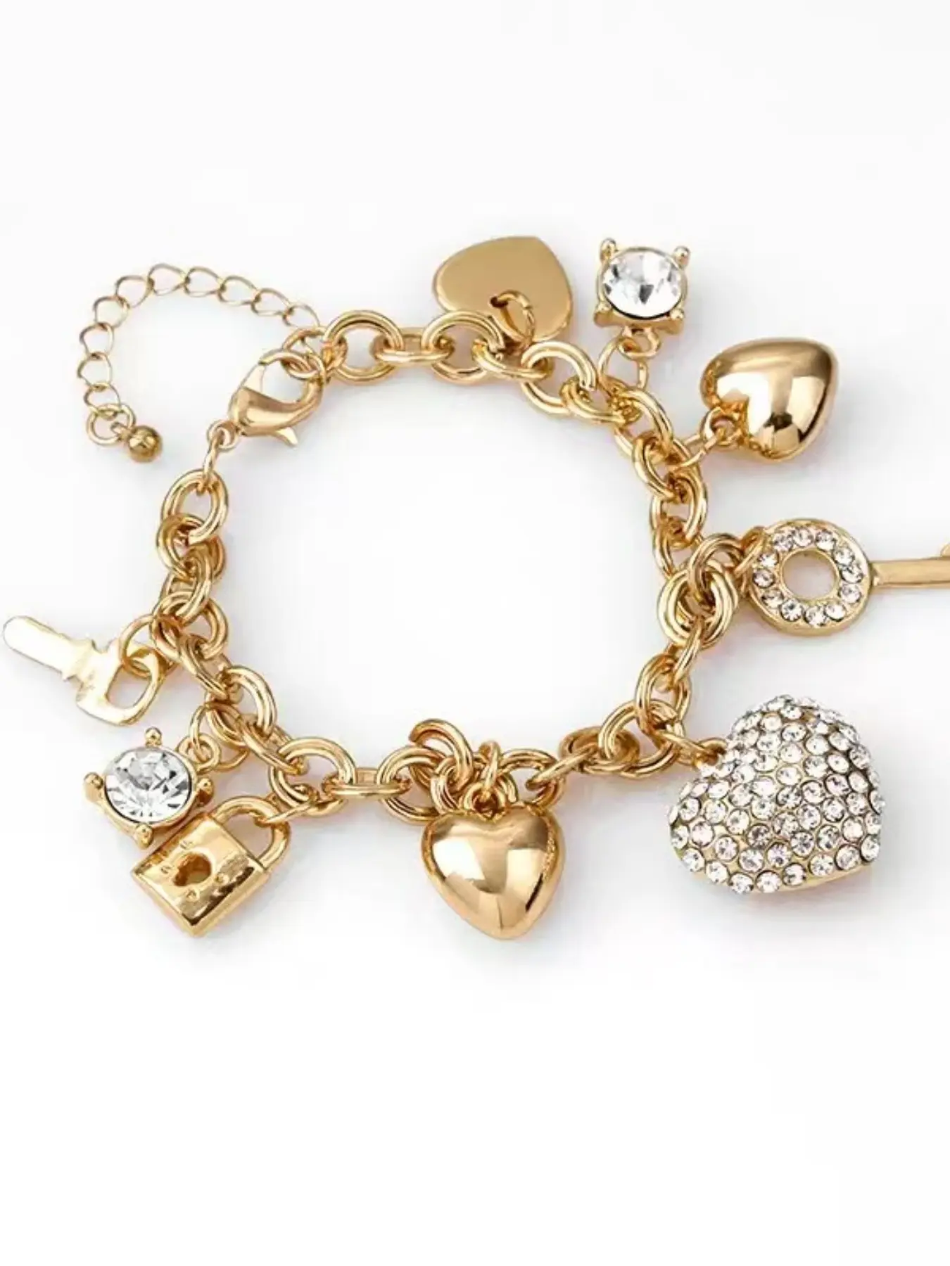 Fashion Heart Lock Pendant, Elegant Zirconia Peach Heart Bracelet, Silver Color Alloy Chain, Perfect Gift for All Seasons, Heart Shaped Bracelet
