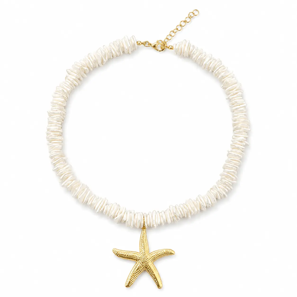 Women's Puka Shell Choker - Starfish Pendant Boho Natural Seashell Beaded Jewelry for Coastal Summer Beach Vacation, Ocean-Inspired Shell & Starfish Motif Necklace, Puka Shell Necklace, Natural Seashells Necklaces