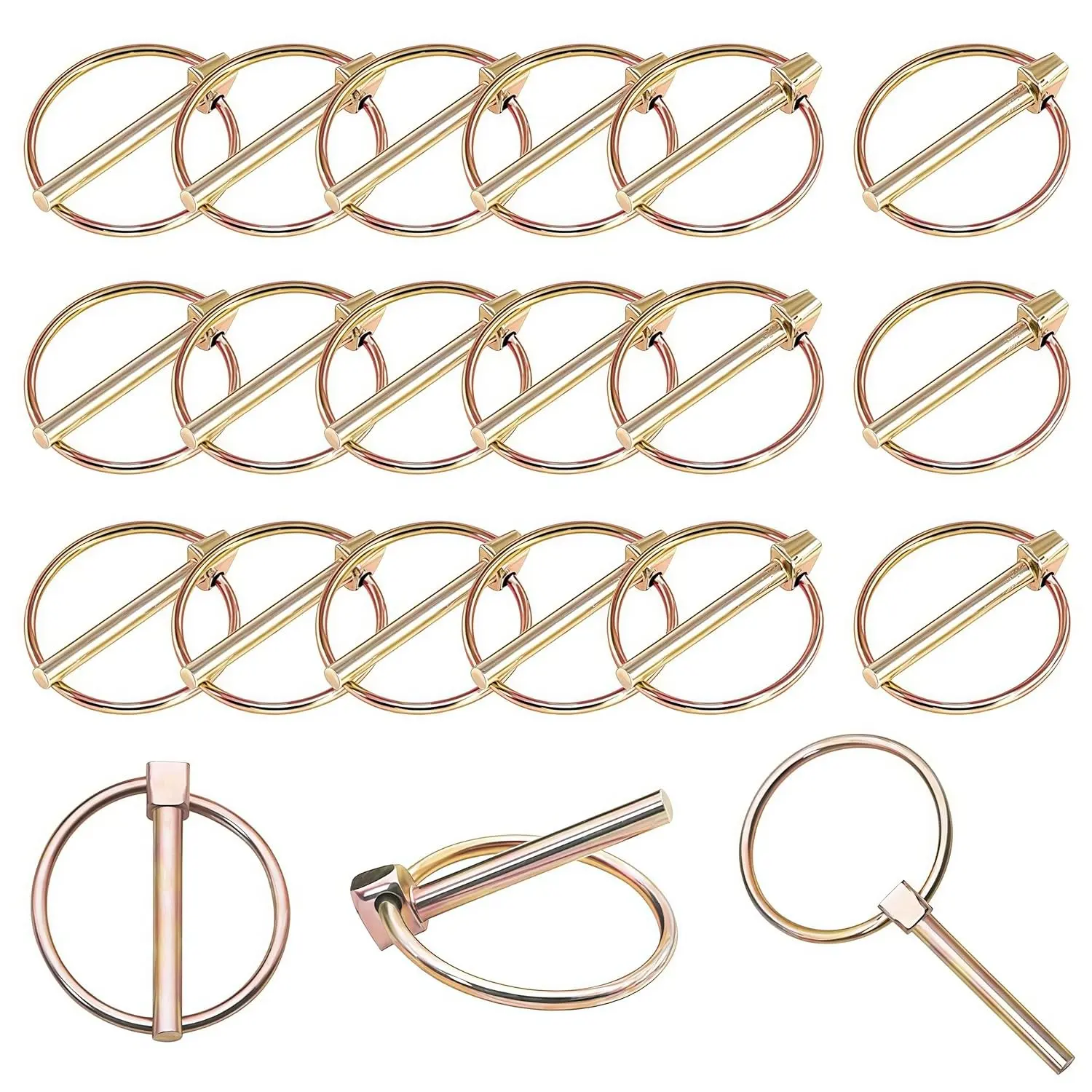 21PCS 3/16" x 1-7/16" Lynch Pins with Ring, Heavy Duty Locking Pin Clips for Tractors, Trailers, Trucks & Lawn Mowers