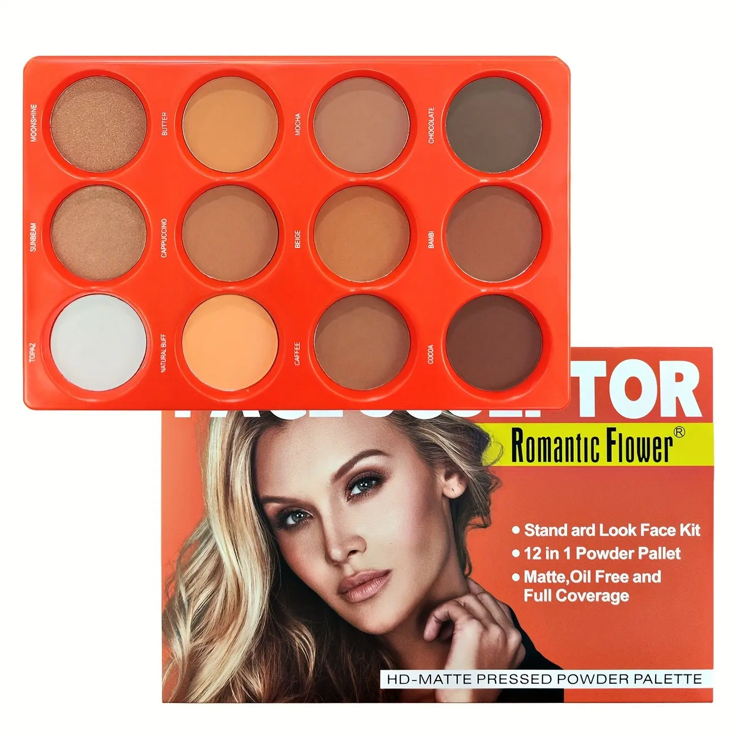12 Shades Matte Contour Highlighter Powder Palette, Long-Lasting Waterproof Full Coverage Color Correction , Highlights Contour Powder for Face Makeup