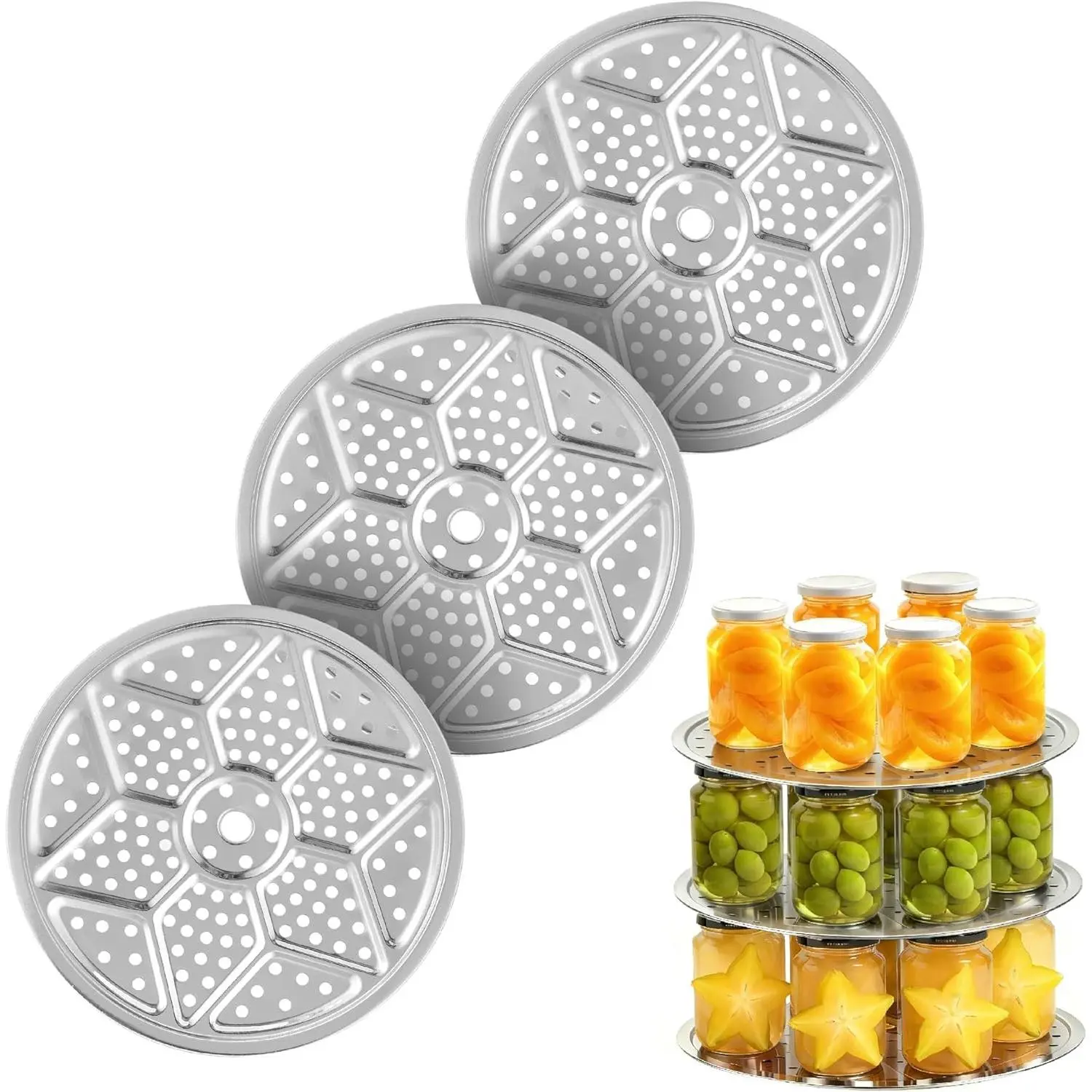 3 Pack 11-Inch Stainless Steel Pressure Canner Racks, Premium Steamer Rack Canning Supplies for Water Bath Canner, Compatible with Presto, All-American and More