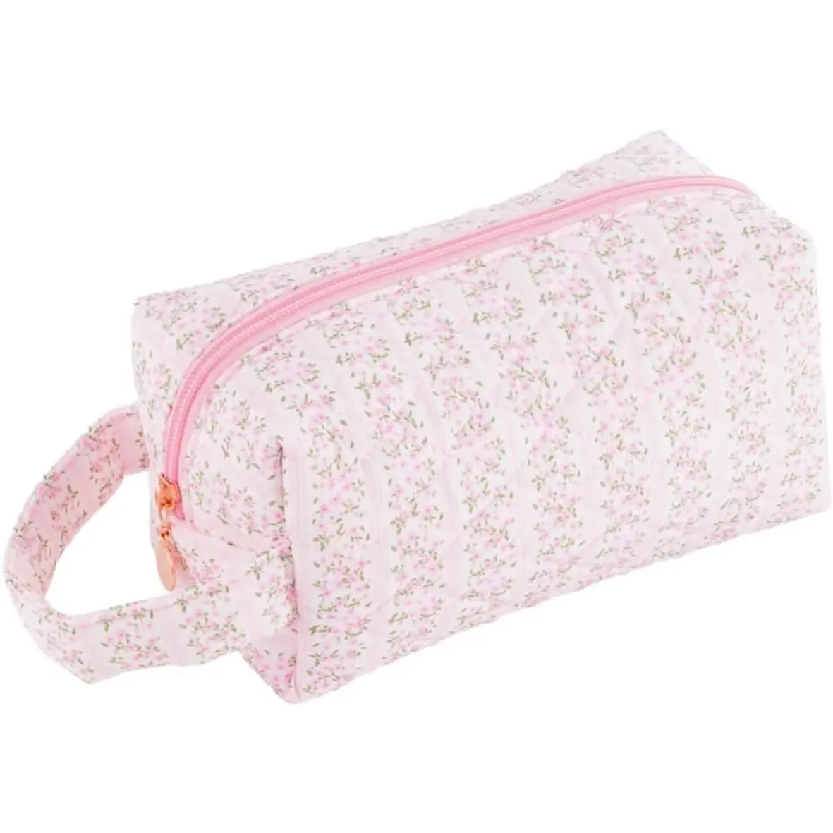 Travel  Bag with Handle, Large Capacity Makeup Pouch Floral Makeup Bag with Zipper, Cloth Travel Toiletry Bag Makeup Accessories Organizer With Handle,  Pouch for Women,