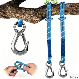 Heavy Duty Nylon Rope with Metal Hook - Wear-Resistant Hanging Rope Suitable for Amusement Park Swings, Hammocks, Patio Chairs - Outdoor Rope Suitable for Gardens, Camping, -Attachable for Swing Sets, Tree Canopies & Deck Chairs