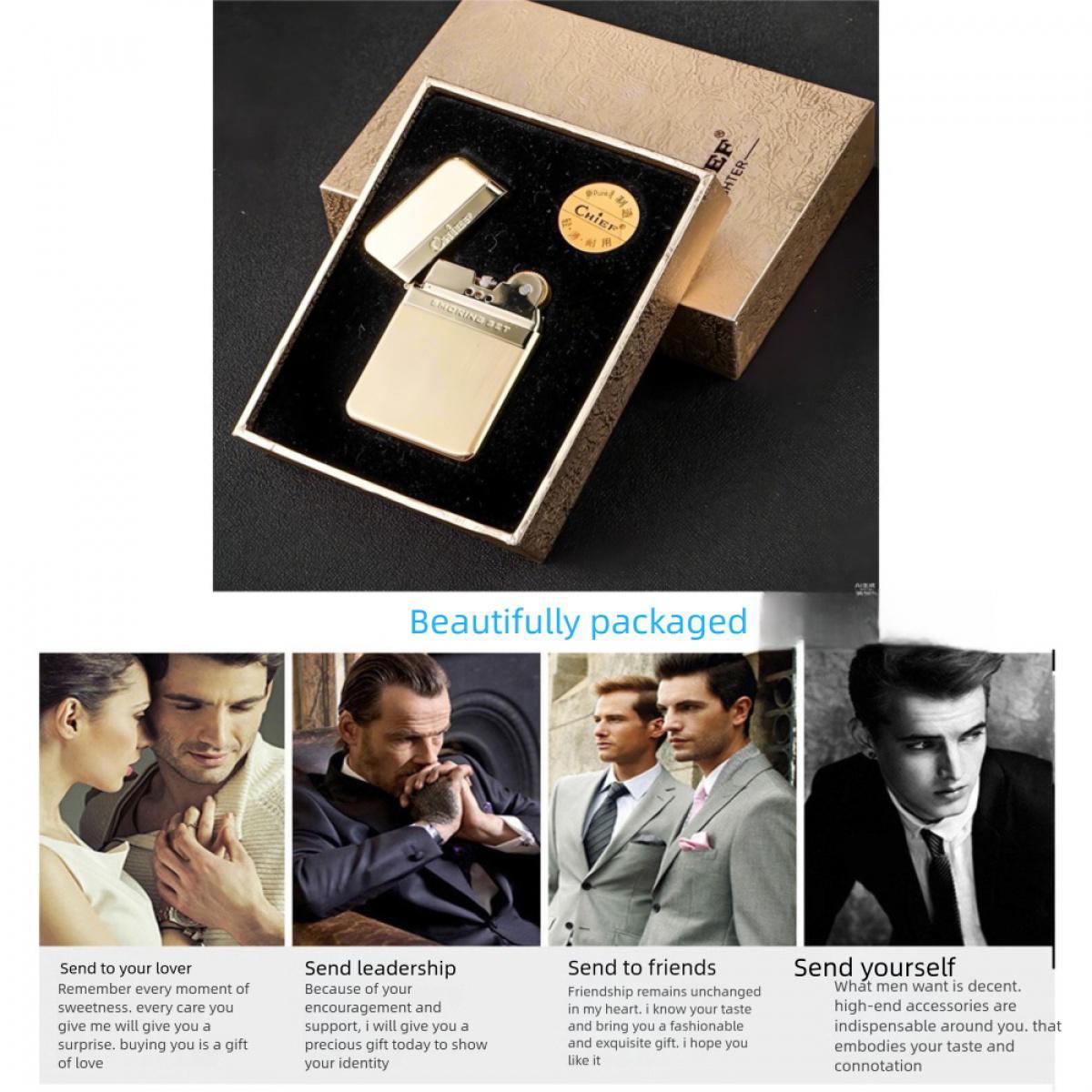 New Cool Gadgets Vintage Fuel Lighter, Ultra Thin Metal Luxury Portable Lighter, Classic Oil Flame Igniter For Outdoor & Daily Use, Stylish Collectible Lighter, Perfect Holiday & Birthday Gift For Boyfriend, Father, Elders & Friends, Premium Metal Constru