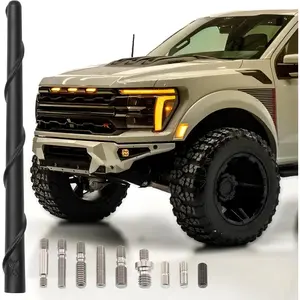 Universal 8" Short Rubber Black Antenna Kit - Flexible, Durable, Enhanced Signal Reception, Copper Coil, Stainless Steel Threading, Fits Cars, Trucks, SUVs, Easy Installation - SKU A296VOTEX