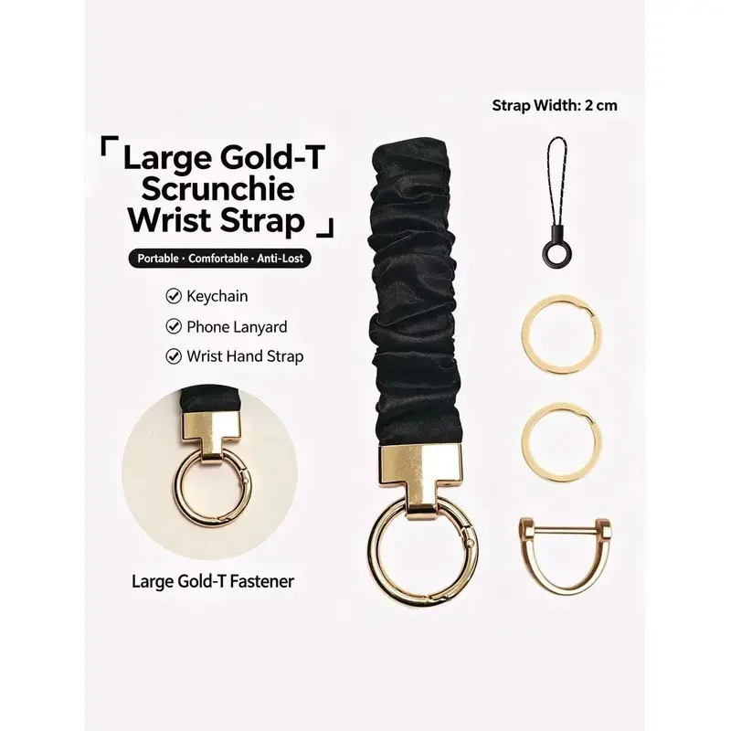 Fabric Elastic Keychain Wrist Strap, T-Shape Buckle, Stretchable Wristband, Multi-Functional Bag Charm, Car Key Lanyard