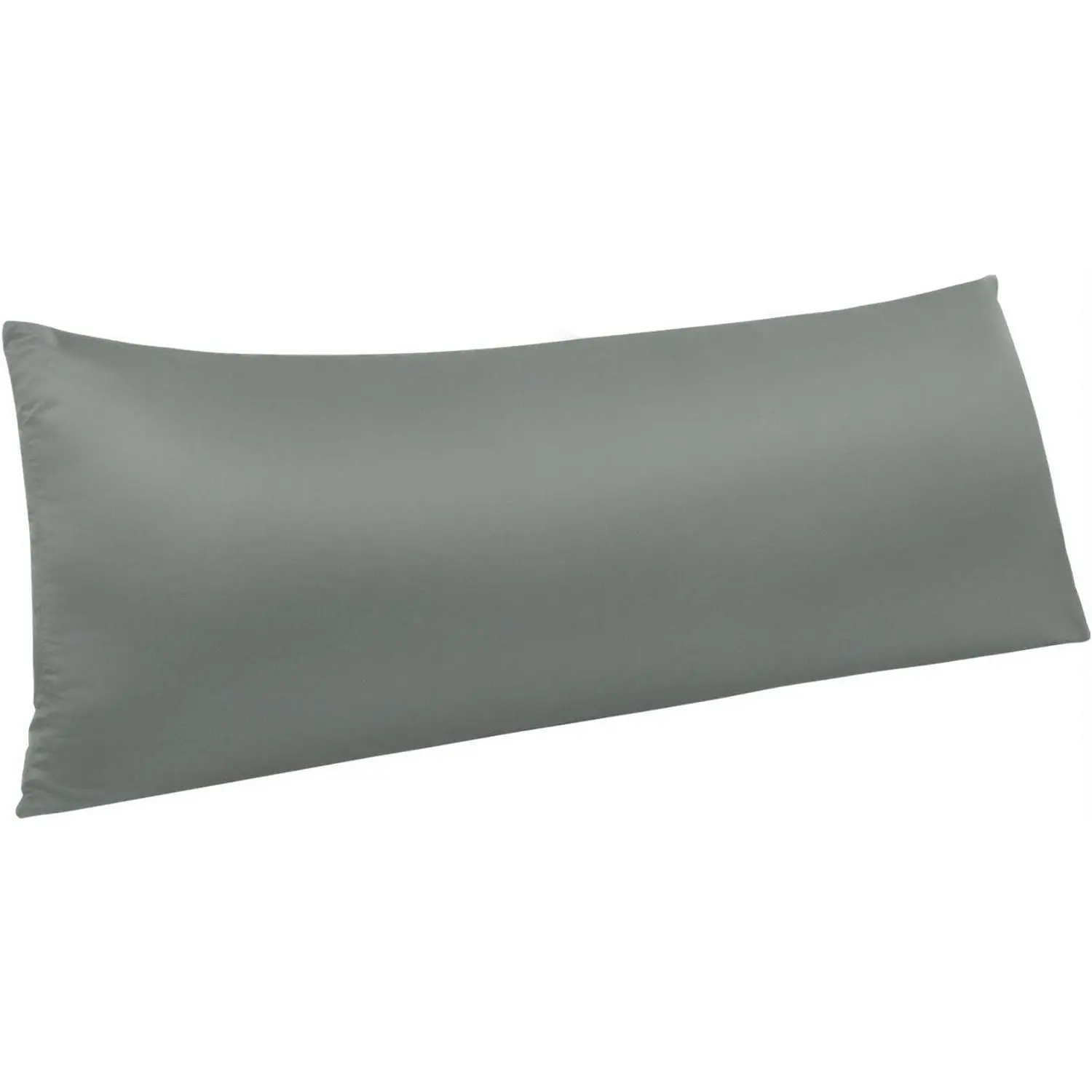 Zippered Satin Body Pillow Pillowcase, Silky Slip Cooling Body Pillow Cover, Long Side Hidden Zipper, 20x54 Inches, Dark Grey