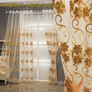 1pc Embroidered Transparent Curtain, Simple Installation, Sunscreen and Light Control, Suitable for Bedroom, Living Room, Balcony
