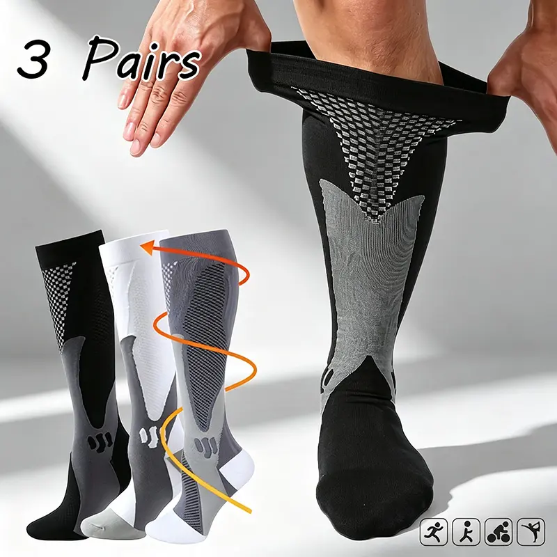 3 Pairs Compression Socks for Women & Men Compression Stockings for Friends Mother Dad Support for Athletic Running Hiking Cycling Marathon Easter Gift