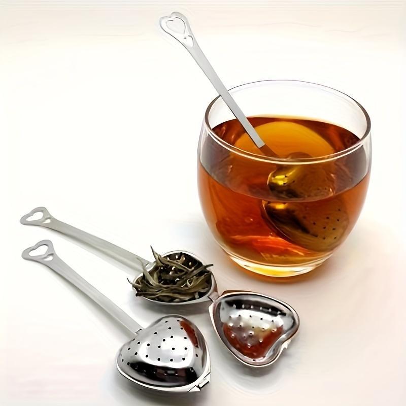 Heart Shaped Stainless Steel Tea Filter, 2pcs Simple Modern Flower Tea Brewer, Drinking Accessories for Home Dinning Room Picnic