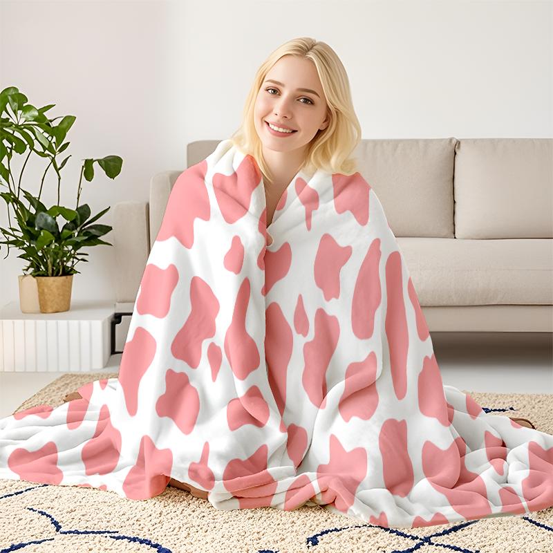 Cow Print Blanket Collection – Hot Pink Black Light Pink Turquoise Western Farm Animal Pattern Ultra Soft Cozy Plush Fleece Throw Blankets Perfect For Cowgirl Aesthetic, Country Home Decor & Farm Lovers