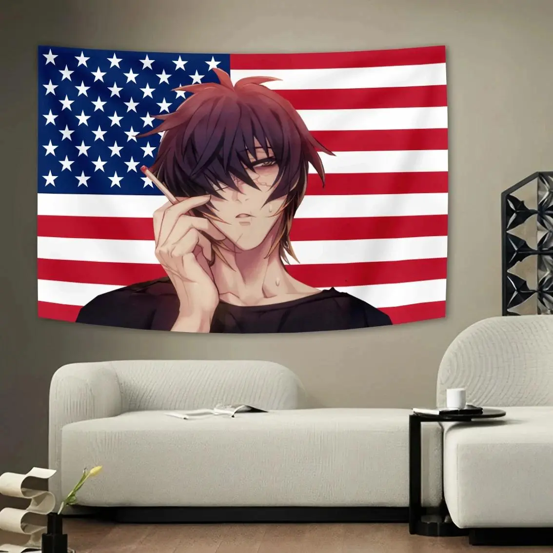 Slow Damage Anime Game Figure Tapestry, Lightweight Polyester Hanging Wall Decor, HD Print Pink Backdrop for Living Room Sofa Home Supplies, Figures