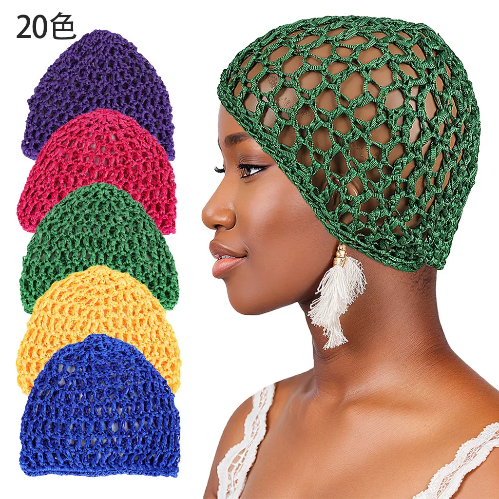 Crochet Mesh Hair Net Turban Soft Breathable Hair Wrap For Natural Curly Hair Braids Daily Hair Cover