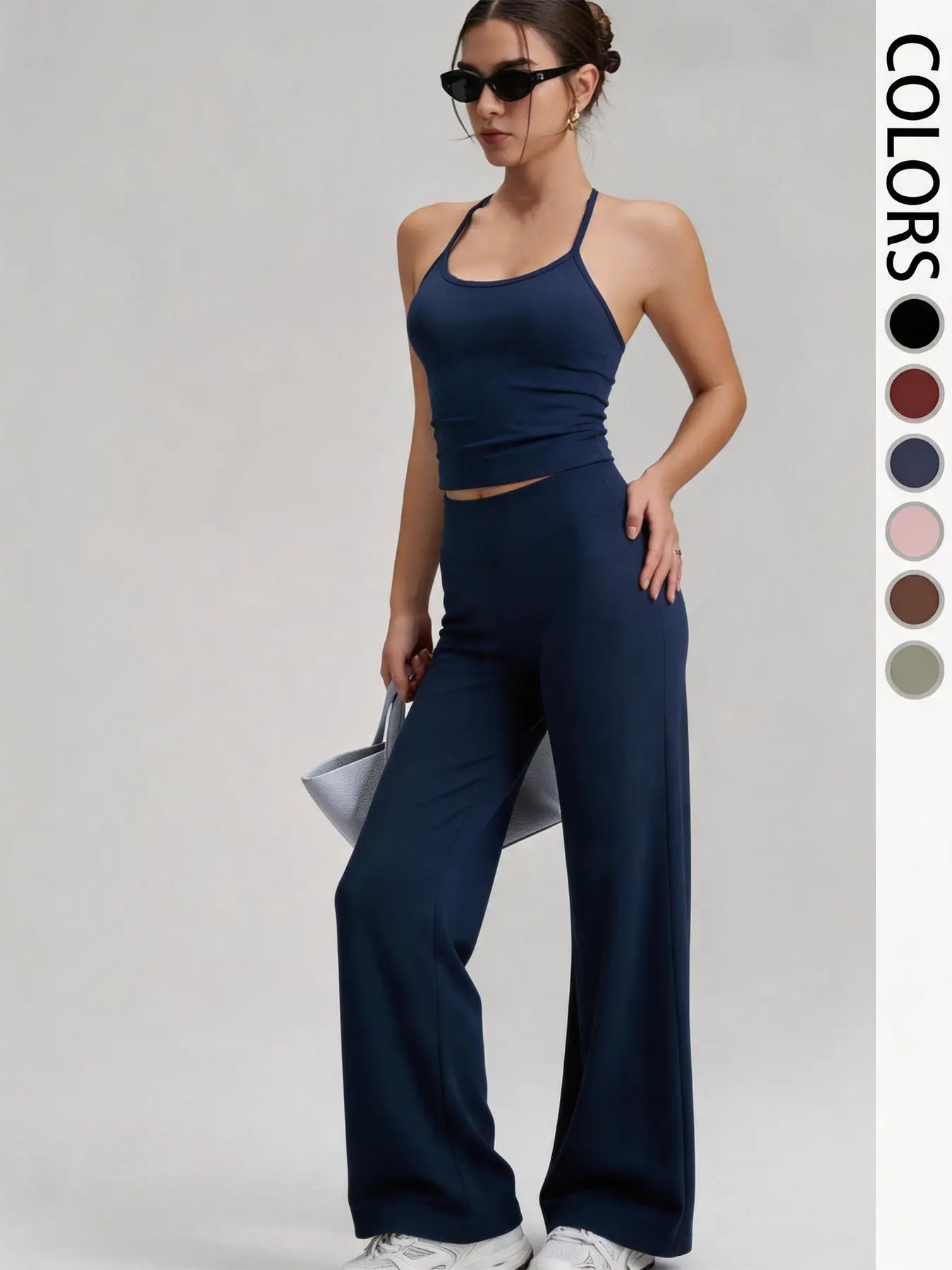 Women's Yoga Set, Sports Bra Top & Bell Bottoms, High Elasticity Running Fitness Wear, Comfortable & Versatile, All Seasons