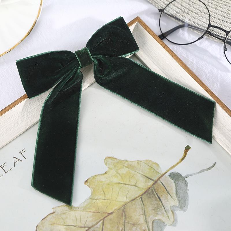 AWAYTR Cute Large Velvet Hair Bows for Women Big Ribbon Bows for Hair Long Tail Bow Hair Clips Elegant Hair Barrettes Hair Accessories for Girls