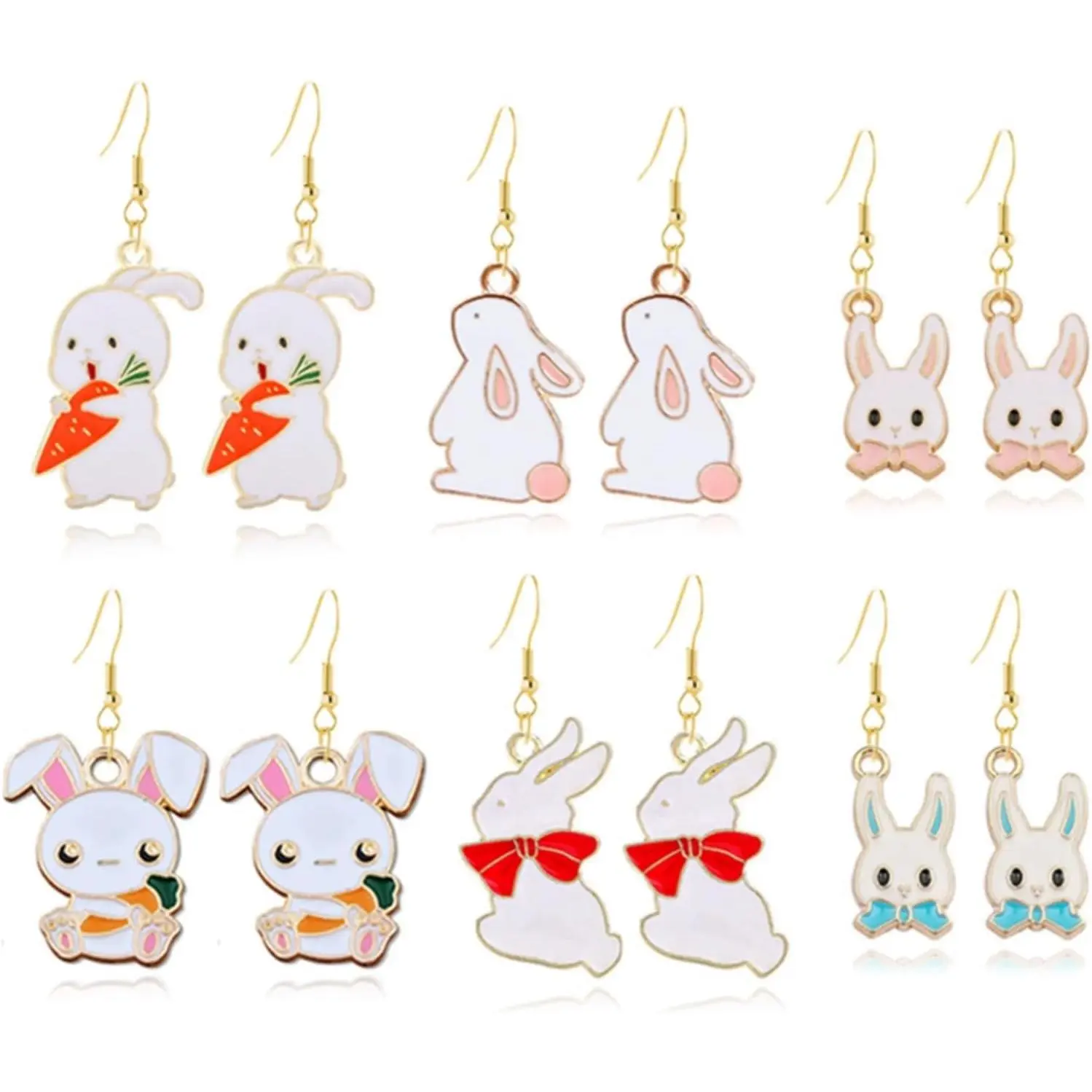 6-9 Pairs Easter Earrings for Women Lightweight Cartoon  Egg Earrings