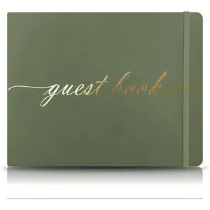 Elegant Wedding Guest Book -  for Wedding Receptions,  Showers, Birthdays and Special Events - 7" x 9" Sign in Book - 120 Lined Pages - Leather Hardcover - Green