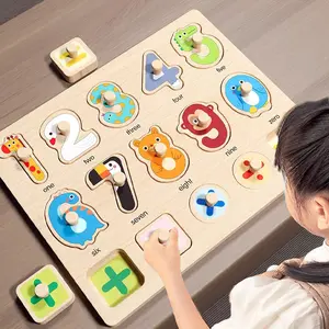 Montessori Wooden Hand Grab Puzzles - Baby Educational Toys with Animal, Fruit 3D & Tangram Designs for 2-3 Year Olds toddlers