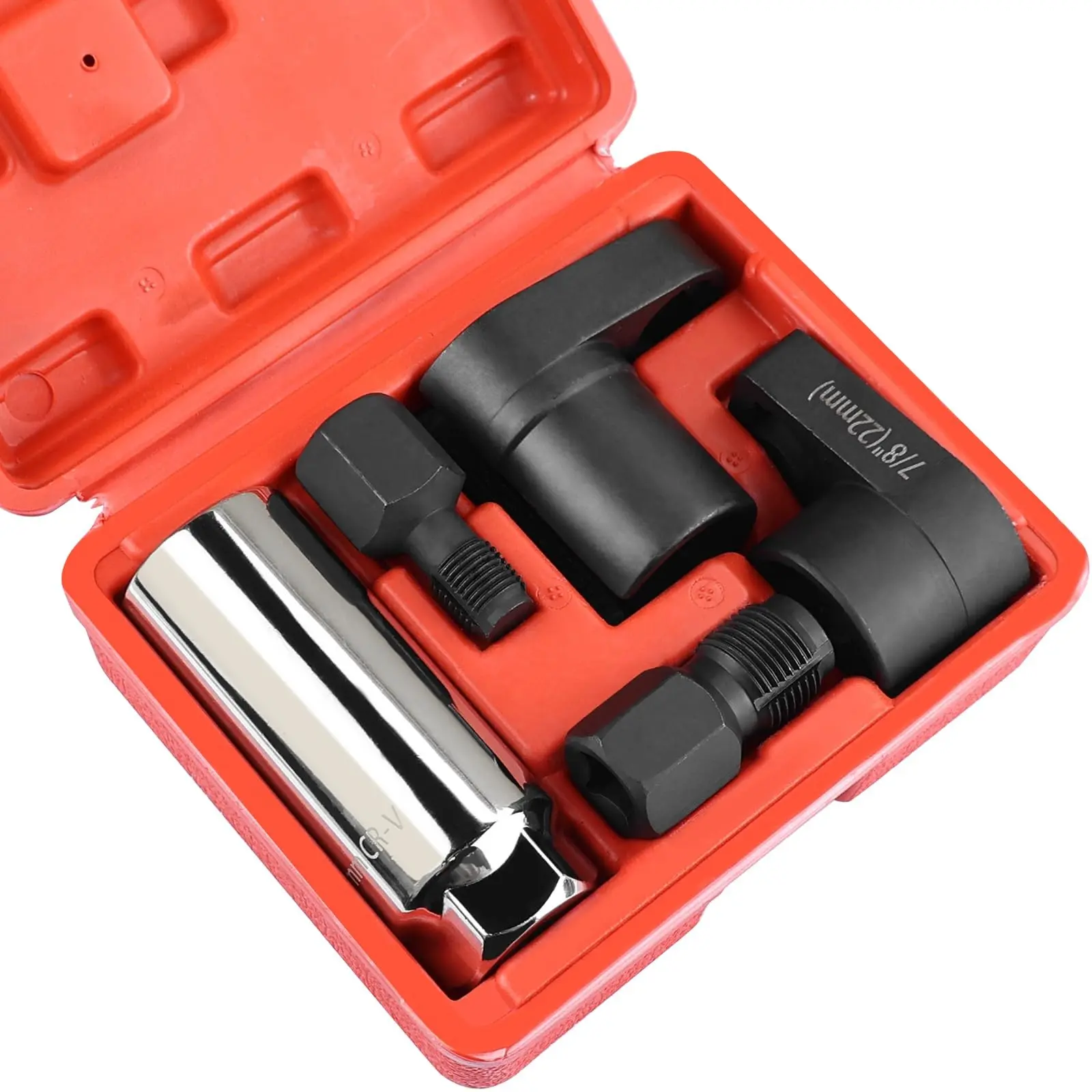5-Piece Oxygen Sensor Kit, 1/2 and 3/8 Inch Drives, 7/8 Inch (22mm) with Thread Chaser and Offset Wrench, Car Tool Set, Car Repair Tools, Automotive Car Tools