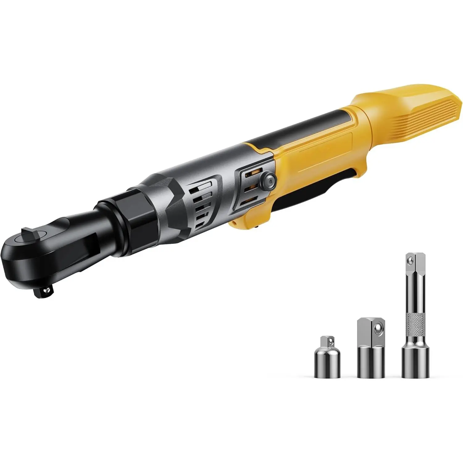 3/8" Cordless Ratchet Wrench, Compatible with DEWALT 20V MAX Battery, 74Ft-Lbs Brushless Motor Electric Ratchet with Variable Speed, 1/2" & 1/4" Adapters, 3" Extension Bar (Tool Only)