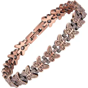 Women's 99.99% Pure Copper Magnetic Bracelet with 3500 Gauss Neodymium Magnets, Adjustable Sizing Tool & Jewelry Gift Box Included