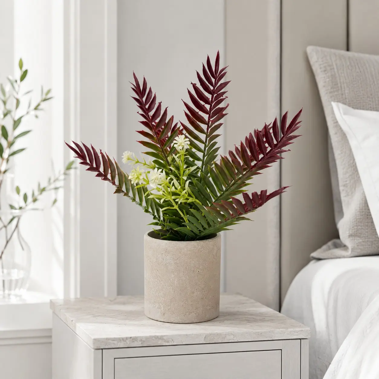 Artificial Plant Gradient Fern Potted Plant, Paper Mache Fake Leaf Plant, Living Room Bedroom Desk Decor, Low Maintenance Gift Ornament