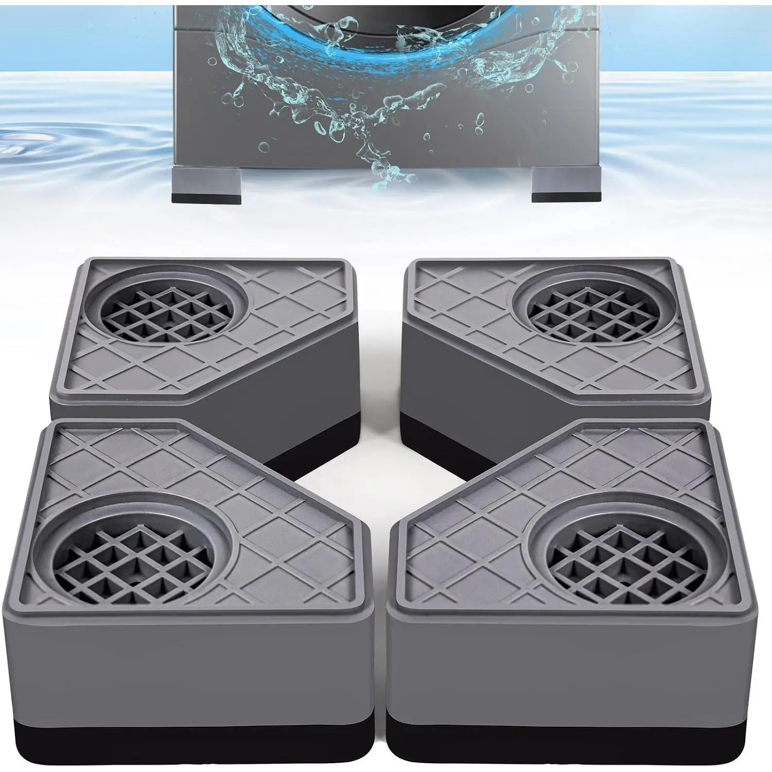 4Pcs Anti Vibration Pads for Washing Machine, Stops Washer Dryer Moving, Prevents Noise, Vibration Transfer, Antivibration Stabilizer Support Feet (Increase1.8in)Gift