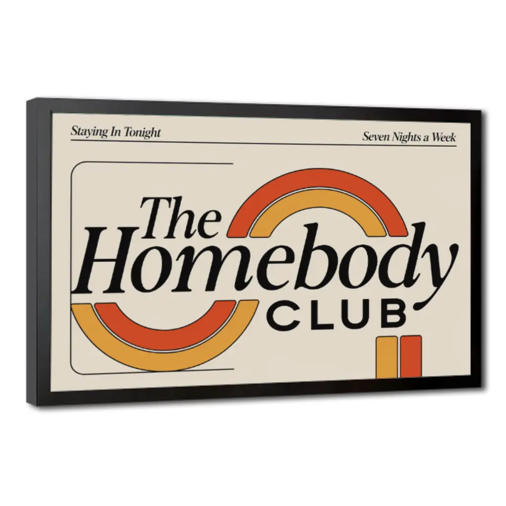 The Homebody Club Wall Art, Above Couch A.R.T, Horizontal Art, Fun Apartment Art Decor Light Glossy Poster