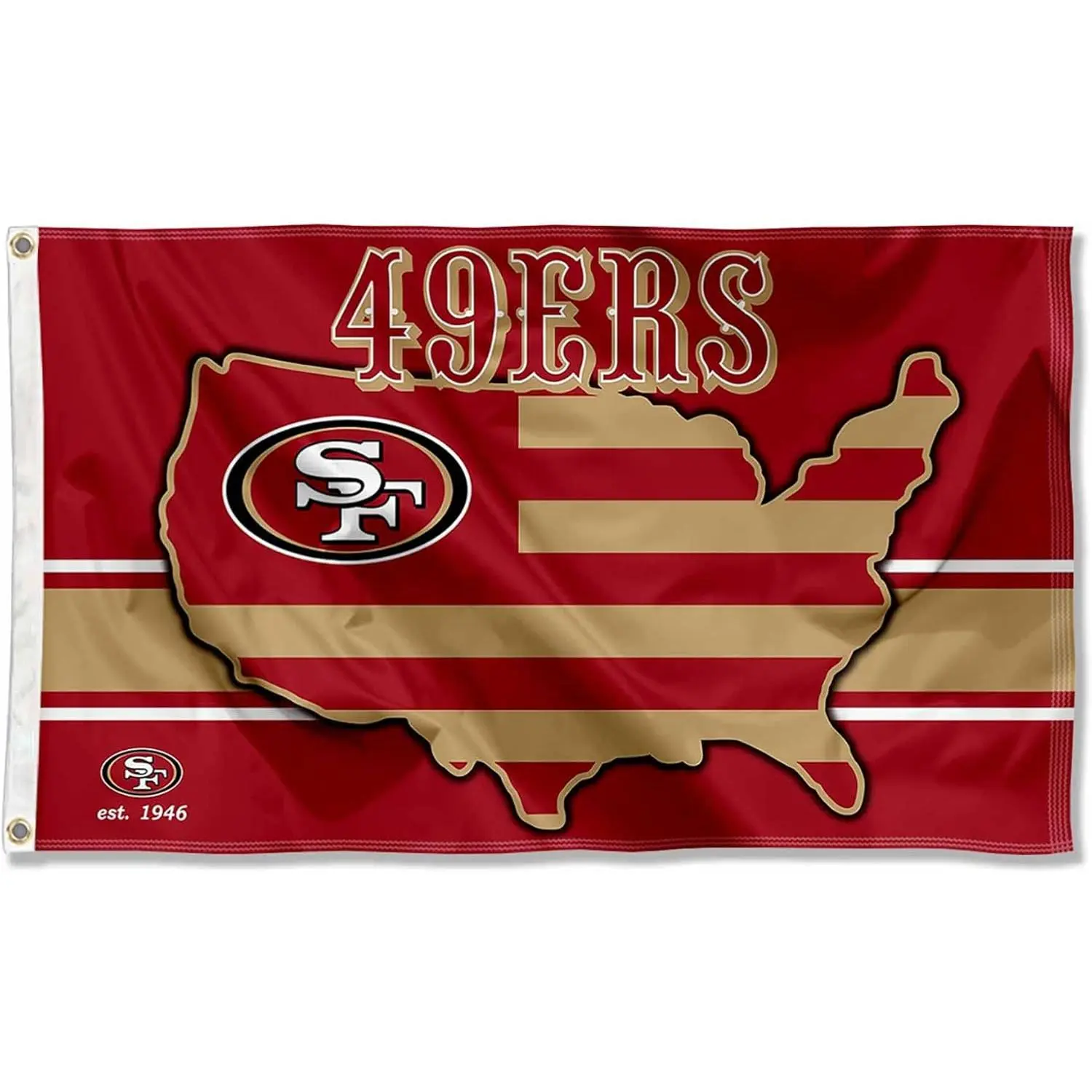 San Francisco 49ers Nation Decorative Print Flag - 3x5ft (60x90cm) Lightweight, Washable Sports Collectible Banner for Decoration, Party, Outdoor Decor, Wall Displays