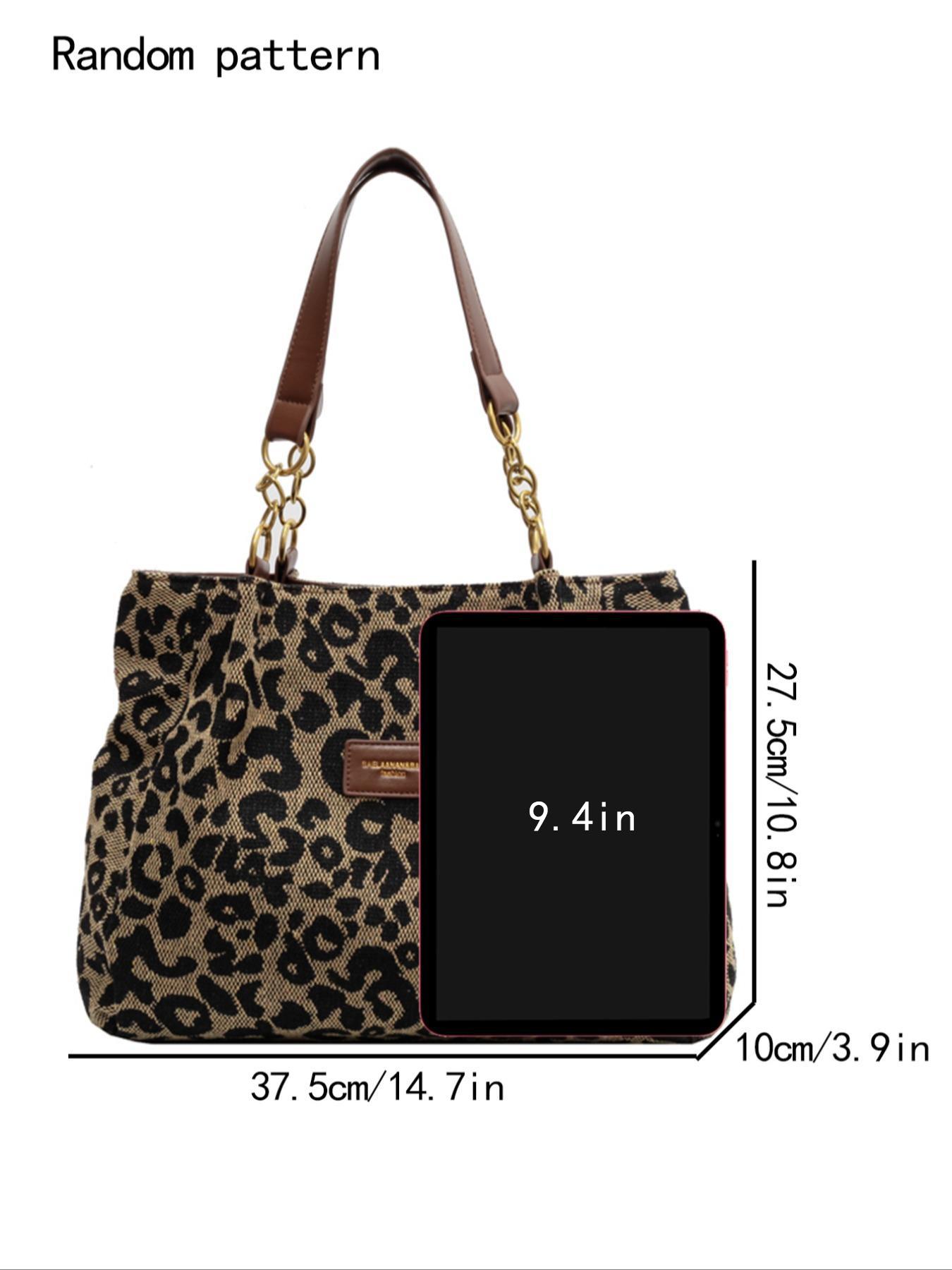 Women's Random Leopard Print Casual Shoulder Bag, Style Large Capacity Tote Bag for Work & Daily Used, Personalized Trendy All-match Underarm Bag