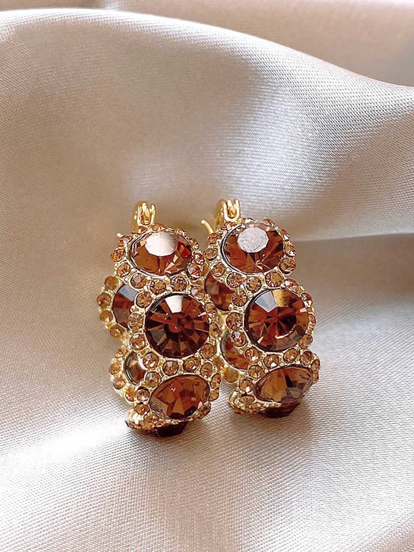 Fashionable Artificial Crystal Decorated Hoop Earrings, Lightweight Earring, Fashion Jewelry for Party, Daily Clothing Decor, Trendy All-match & Exquisite Jewelry for Birthday Gift