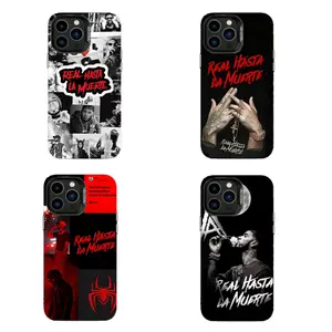 Anu.el- AA Phone Case Black Red Real Hasta La Muerte Rapper Collage Phone Case Compatible for iPhone 17 Promax 16 15 14 13 12 11 and for Samsung S22-S26 Ultra Perfect Gift for Fans Her Him