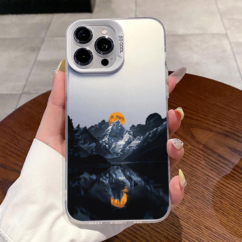 Phone Case for iPhone 16 Pro Max 15 Plus 16E 14 13 12 11 XR XS Mountain View Sunset Pattern Anti-Scratch Shockproof Pocket-Friendly durable Cover