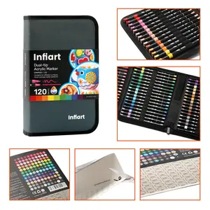 Infiart Dual-Tip Acrylic Marker Pens, Stackable, Non-Transparent, 48/72/120 Colors, Water-Based Ink, Ideal for Art, Diaries, Crafts, School Supplies, Marker Set