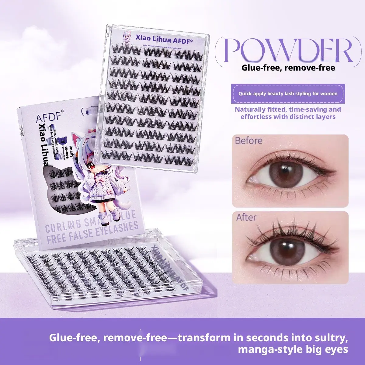 Large Capacity Segmented Glueless Lash Book, Mini Pear Blossom Natural Voluminous Realistic Trilogy Lashes, Natural Manga Lashes, Barbie Style Self-Adhesive Individual False Eyelashes For Lazy Beginners Daily Eye Makeup