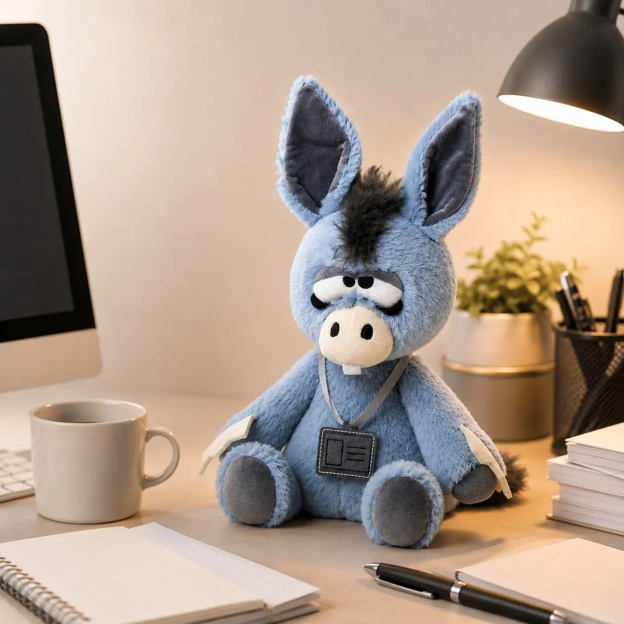 Funny Blue Donkey Plush Toy Pillow, Cute Soft Donkey Stuffed Animal, Office Companion, Sofa Bedroom Desk Decor, Holiday Gift, Cute Animal Design