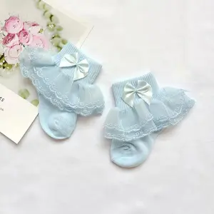 Newborn Baby Socken Lace Girls Ankle Socks Bows Toddlers Cotton Sock Cute Frilly Socks For Children Young Girls Dance Sock