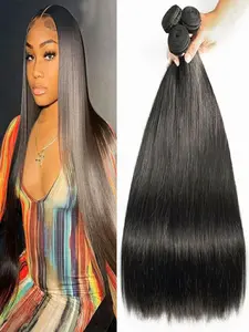 3PCS 4A-NST Natural Black Silky Straight Human Hair Bundles, Brazilian Hair Weave