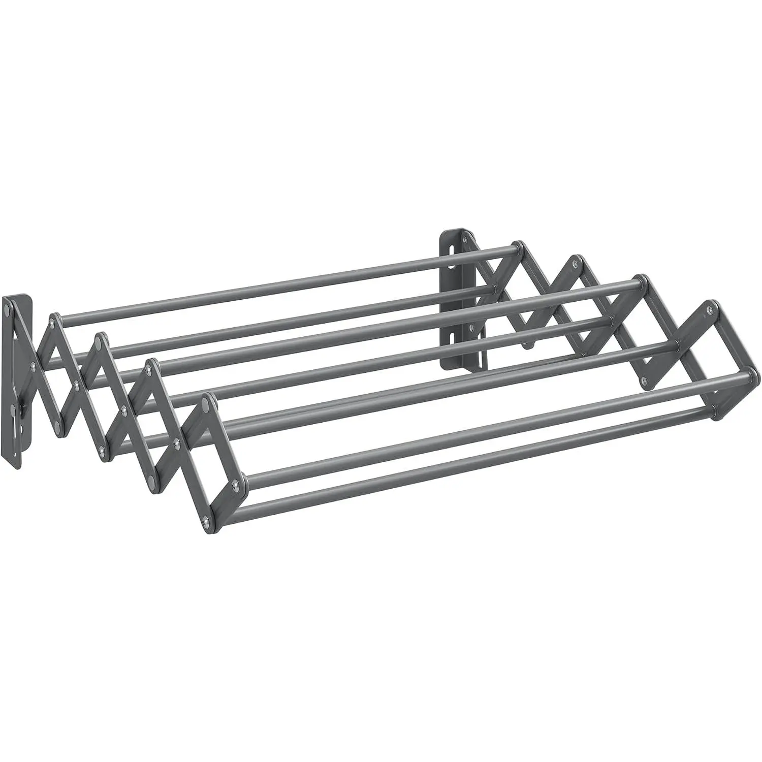 Clothes Drying Rack, Wall-Mounted Drying Rack Clothing, Small Accordion Laundry Rack, 9 Staggered  Rods, Expandable and Retractable,  Gray ULLR802G01
