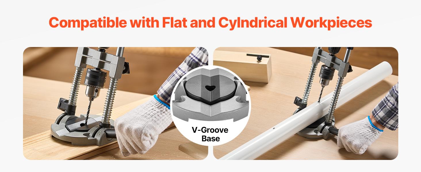 VEVOR Drill Guide, Multi-Angle Press Portable Precision Drilling Guide Jig Attachment, with Large Handle and Mounting Holes, Aluminum Alloy, for Drilling Angled or Straight Holes, for Wood Working