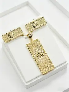 Fashion Hip Hop Dollar Pendant Earrings Necklace Jewelry Set, Retro Street Style Unisex Accessories for All Occasions, Perfect Gift for Valentine's Day and Birthdays, Fashionable Jewelry Set