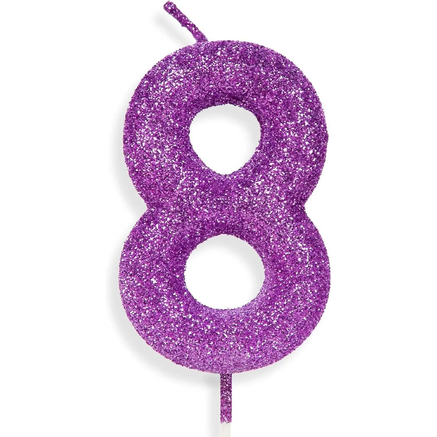 Purple Pink Glitter 8th Birthday Number Candle, Cake Topper Decorations for Girls Birthday Party Wedding Anniversary Celebration Supplies