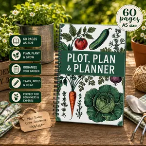 Plot, Plan & Planner – A5 Garden Journal Notebook for Vegetable & Flower Gardening, Spiral Garden Organizer, Plant Tracking Record Manual for Beginners & Garden Lovers