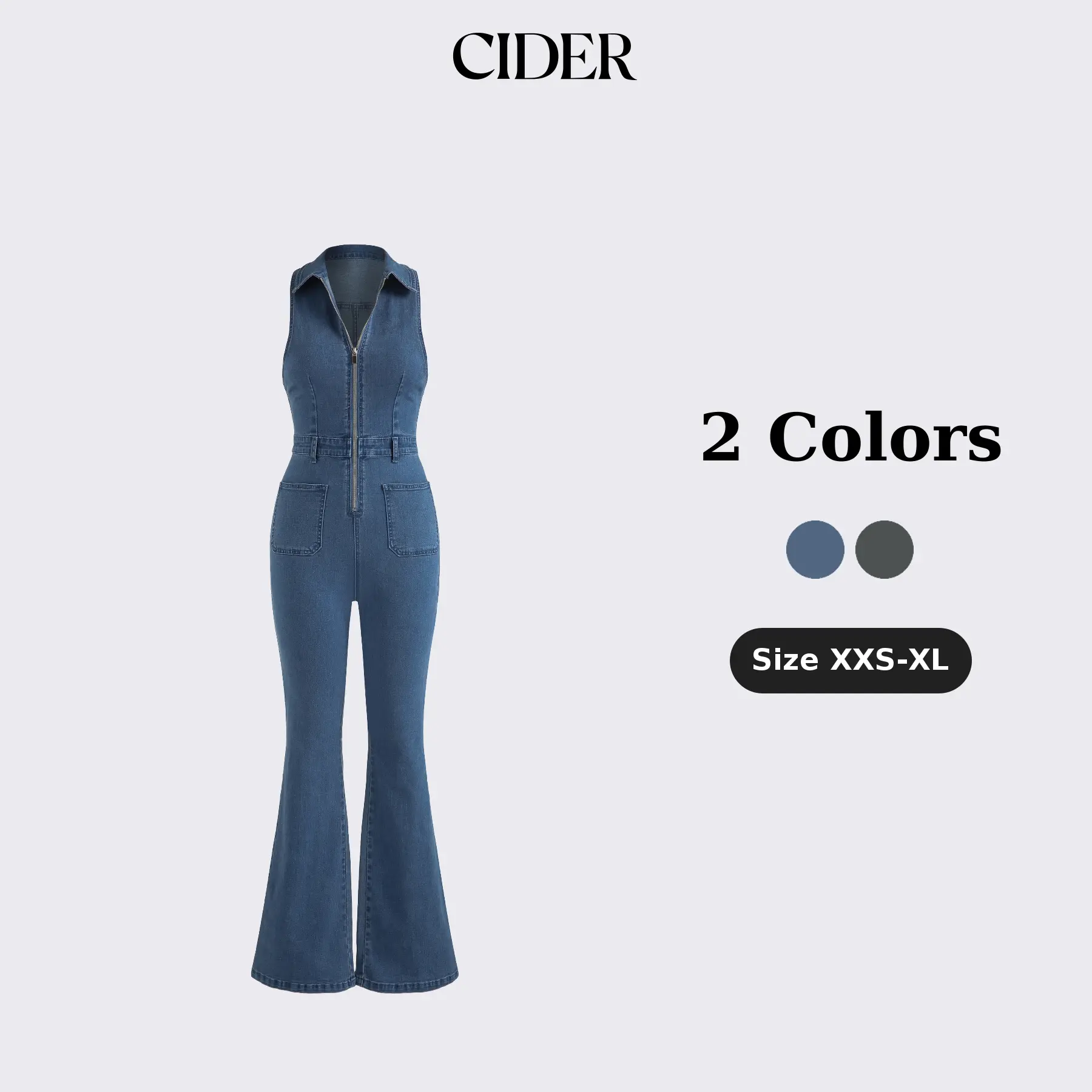 Cider Denim Collar Flare Leg Jumpsuit Cider Denim Collar Flare Leg Jumpsuit