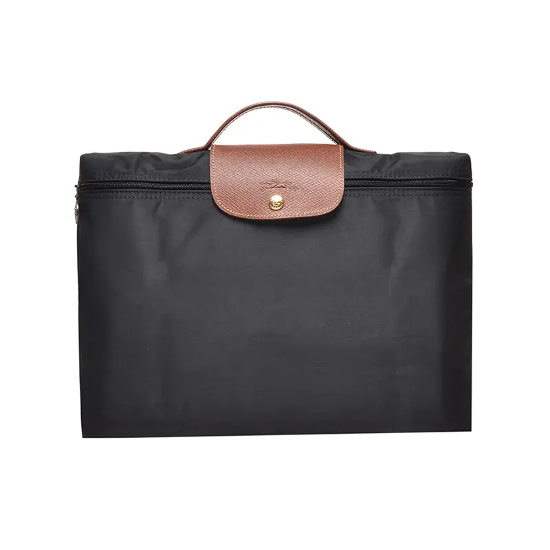 Longchamp Le Pliage 37 Small Black Handbag for Women – Minimalist Canvas with Leather Trim