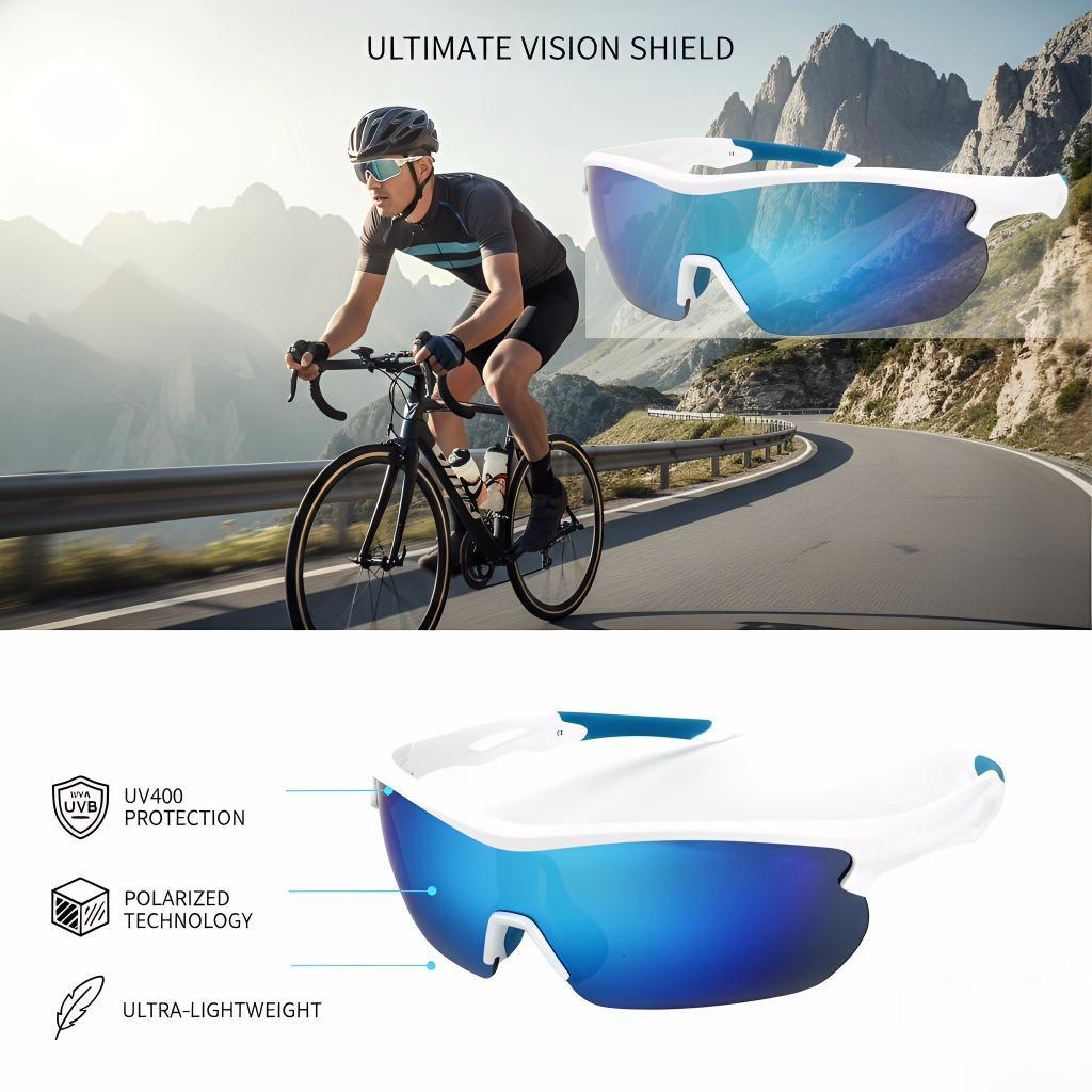Unisex Polarized Sports Sunglasses with Advanced Side Shield, Elite Performance UV400 Protection, Lightweight Wrap Around Sun Glasses for Men Women Driving Cycling Fishing Running Travel