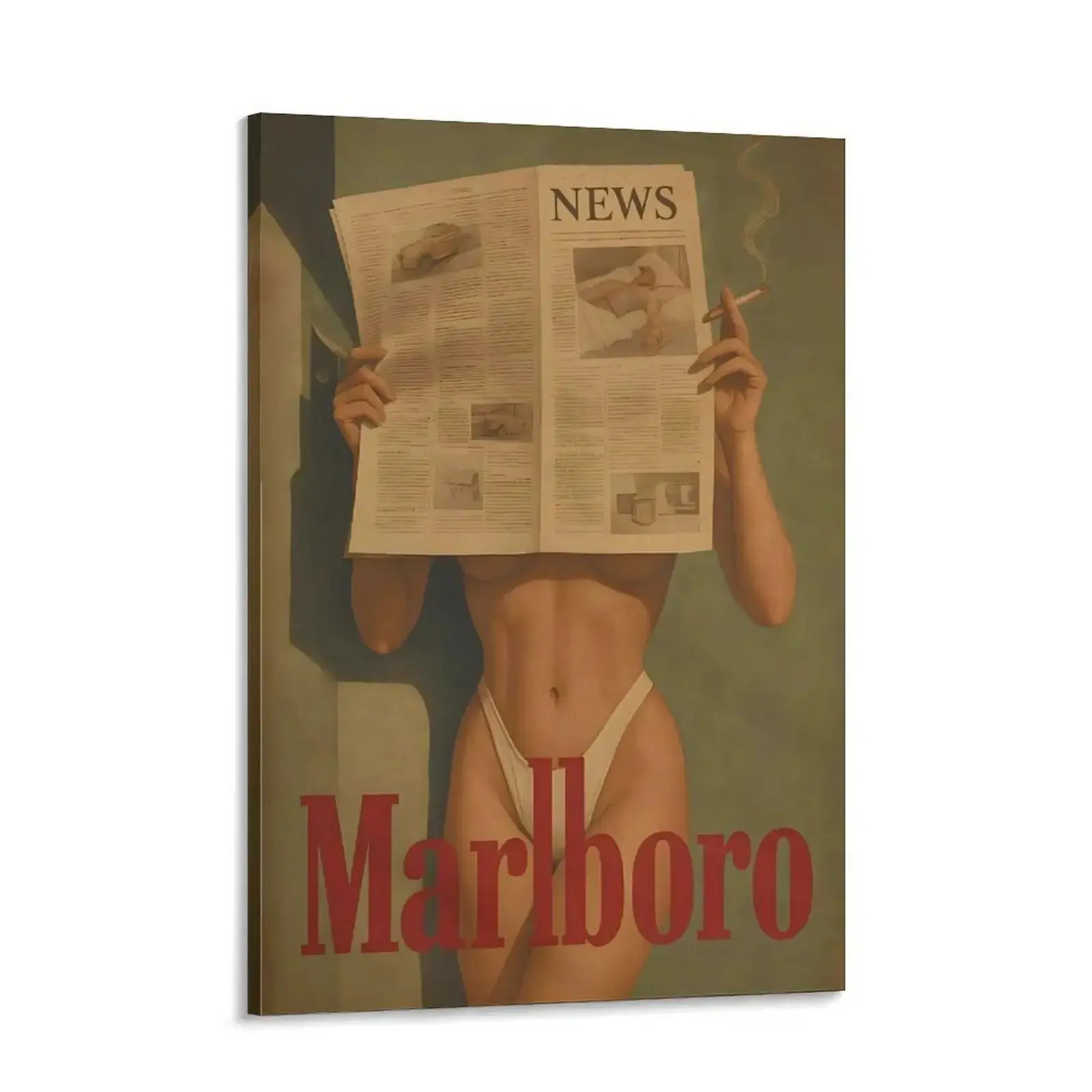 A vintage Marlboro lady newspaper Poster, a wall art decoration featuring the vintage cigarette brand, with a strong visual impact.It is perfect as a gift for family and friends.Unframed Art Print Tombstone Wall Art, Artistic, Room