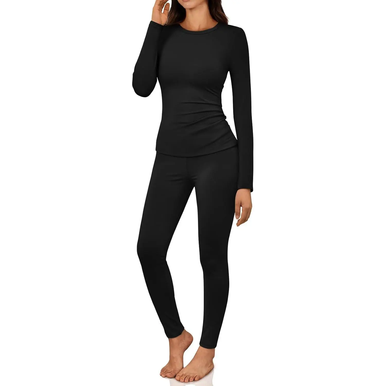 LILLUSORY Womens Long Johns Thermal Underwear Fleece Lined Leggings Warm Pajama Pants Set Shirts Winter Clothes 2026
