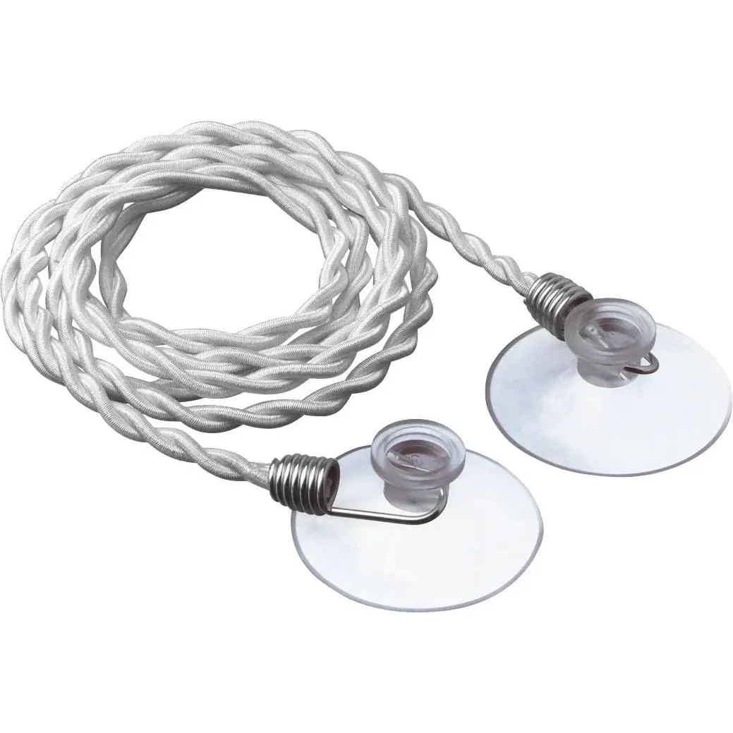 Portable Durable Lightweight Polyester Rope Laundry Washing Line with Rubber Suction Cups, 2.5m Compact Hookless Twist Fixation Laundry Accessory for Hanging, Ideal for Camping, Travel, Accessories