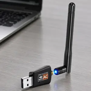 AC600 USB WiFi Adapter for PC, Dual Band 2.4GHz/5GHz Wireless Network Card with External Antenna, Compatible with Windows 11/10/8/7, Mac OS, Linux for Desktop Laptop Computer, Dongle Wifi